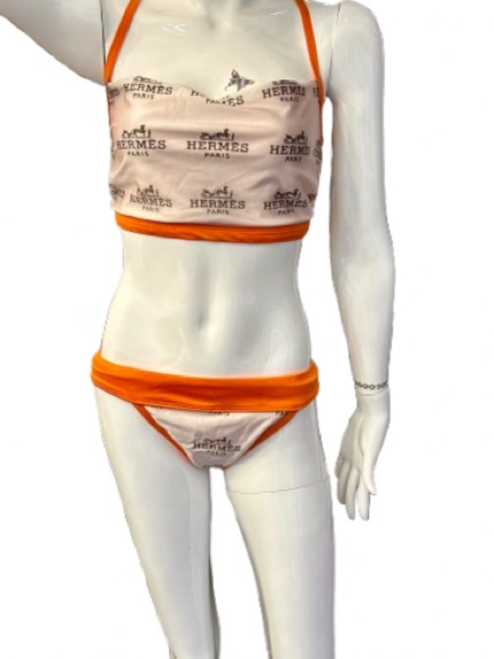 Custom Hermès Inspired Orange & White Bikini Set | Boutique | Size XL runs small